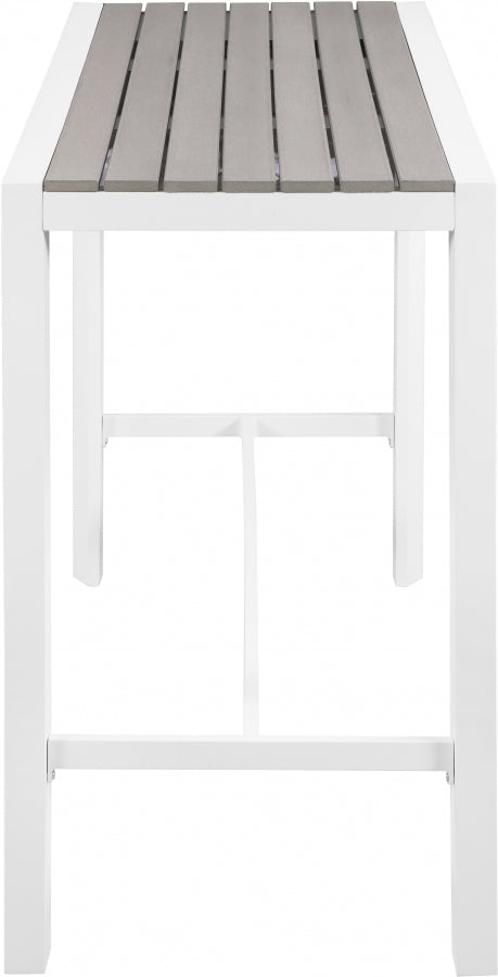 [HOT DEAL] Nizuc Aluminum / Polywood Grey Outdoor Patio Aluminum Rectangle Bar Table