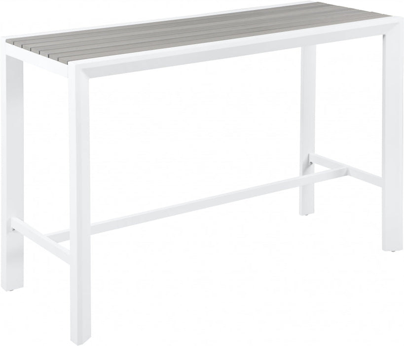 [HOT DEAL] Nizuc Aluminum / Polywood Grey Outdoor Patio Aluminum Rectangle Bar Table