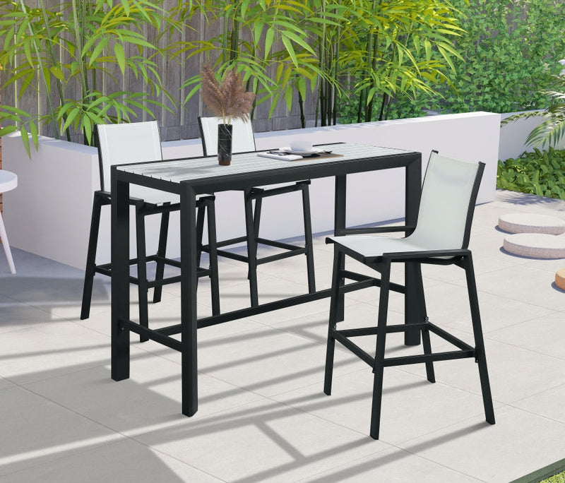 [HOT DEAL] Nizuc Aluminum / Polywood White Outdoor Patio Aluminum Rectangle Bar Table