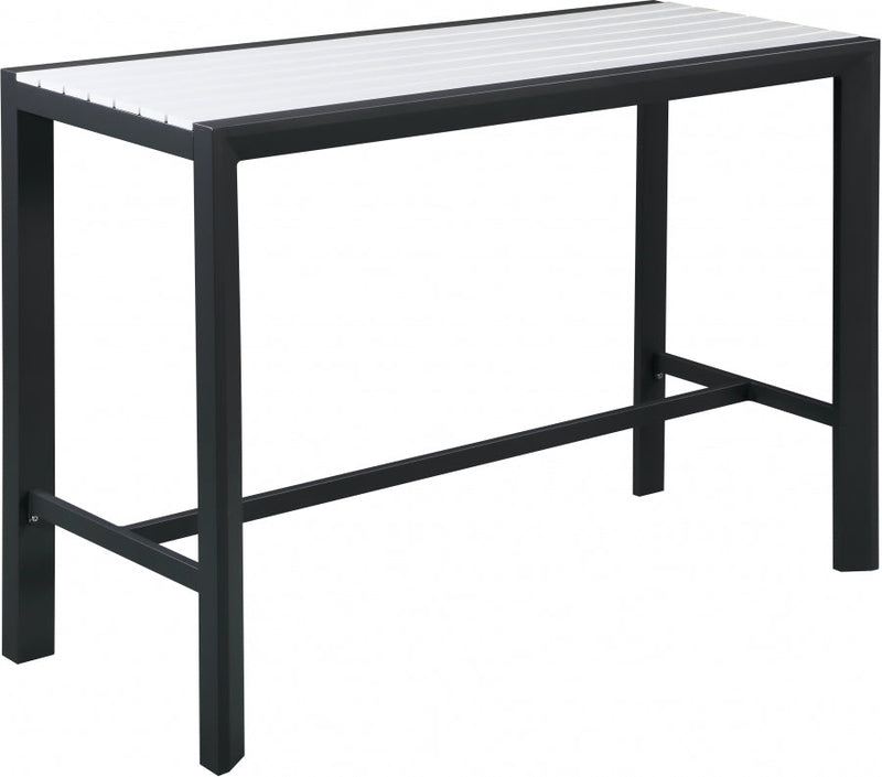 [HOT DEAL] Nizuc Aluminum / Polywood White Outdoor Patio Aluminum Rectangle Bar Table