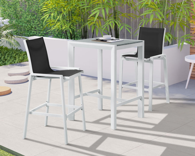 [HOT DEAL] Nizuc Mesh / Aluminum Black Outdoor Patio Aluminum Mesh Barstool (Set of 2)