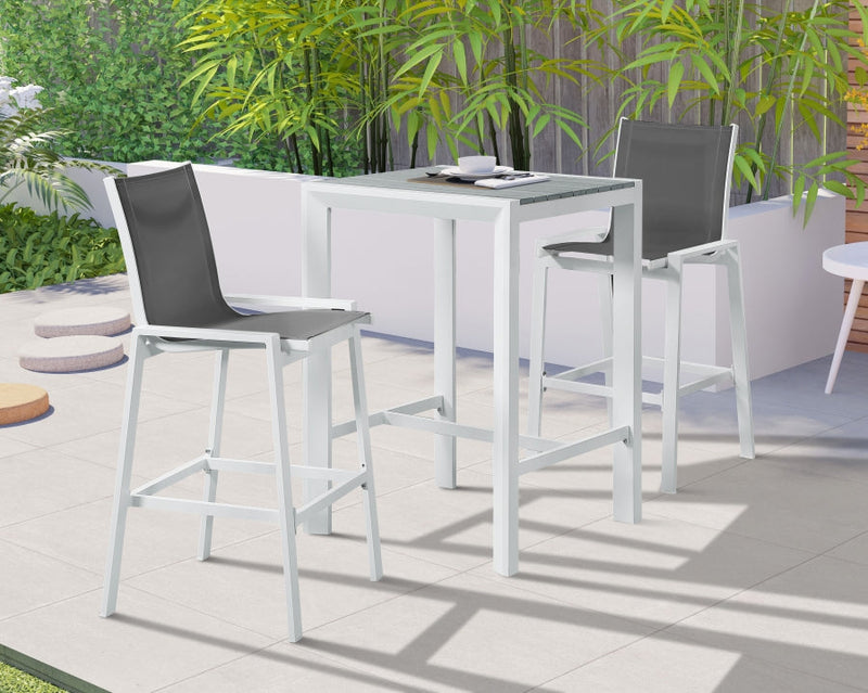 [HOT DEAL] Nizuc Mesh / Aluminum Grey Outdoor Patio Aluminum Mesh Barstool (Set of 2)