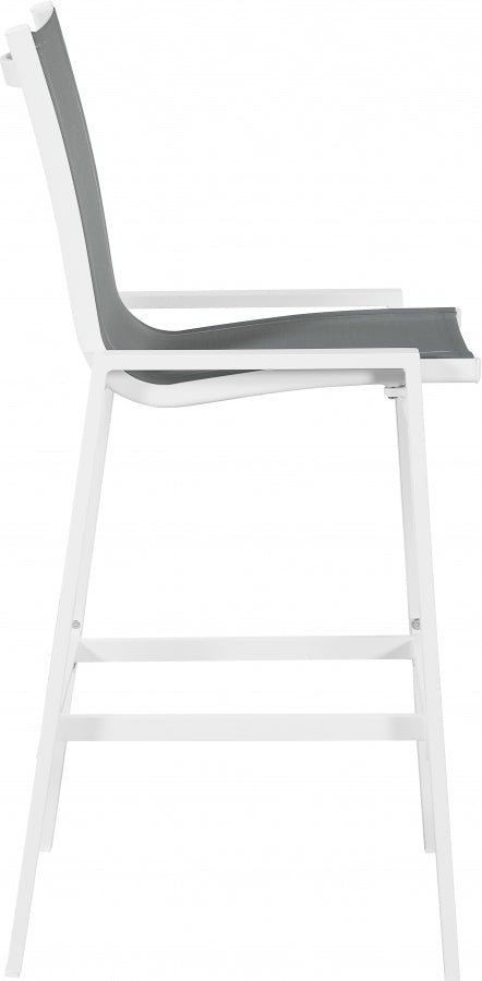 [HOT DEAL] Nizuc Mesh / Aluminum Grey Outdoor Patio Aluminum Mesh Barstool (Set of 2)