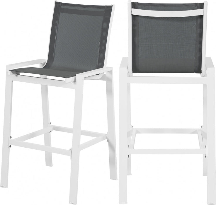 [HOT DEAL] Nizuc Mesh / Aluminum Grey Outdoor Patio Aluminum Mesh Barstool (Set of 2)