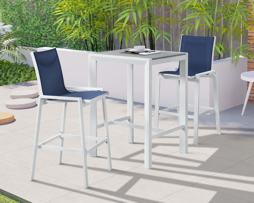 [HOT DEAL] Nizuc Mesh / Aluminum Navy Outdoor Patio Aluminum Mesh Barstool (Set of 2)