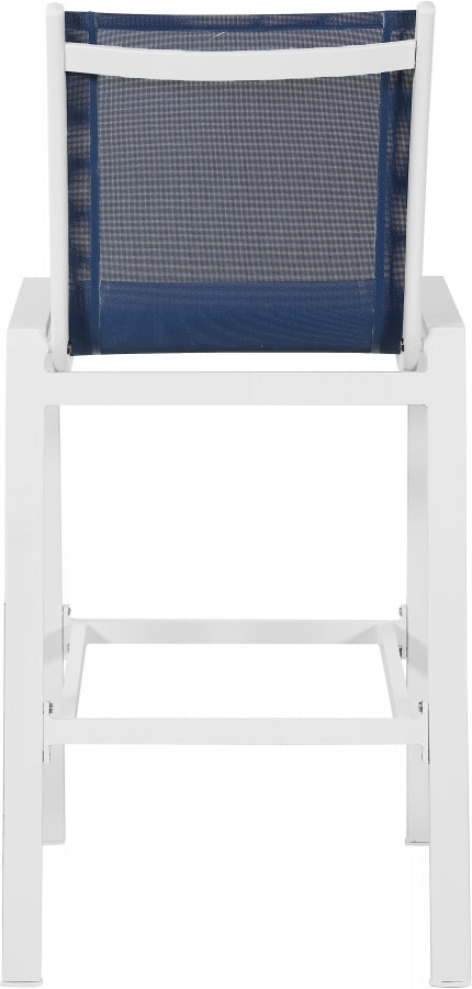 [HOT DEAL] Nizuc Mesh / Aluminum Navy Outdoor Patio Aluminum Mesh Barstool (Set of 2)
