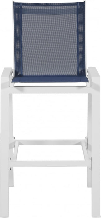 [HOT DEAL] Nizuc Mesh / Aluminum Navy Outdoor Patio Aluminum Mesh Barstool (Set of 2)
