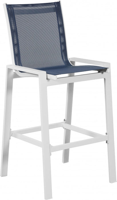[HOT DEAL] Nizuc Mesh / Aluminum Navy Outdoor Patio Aluminum Mesh Barstool (Set of 2)