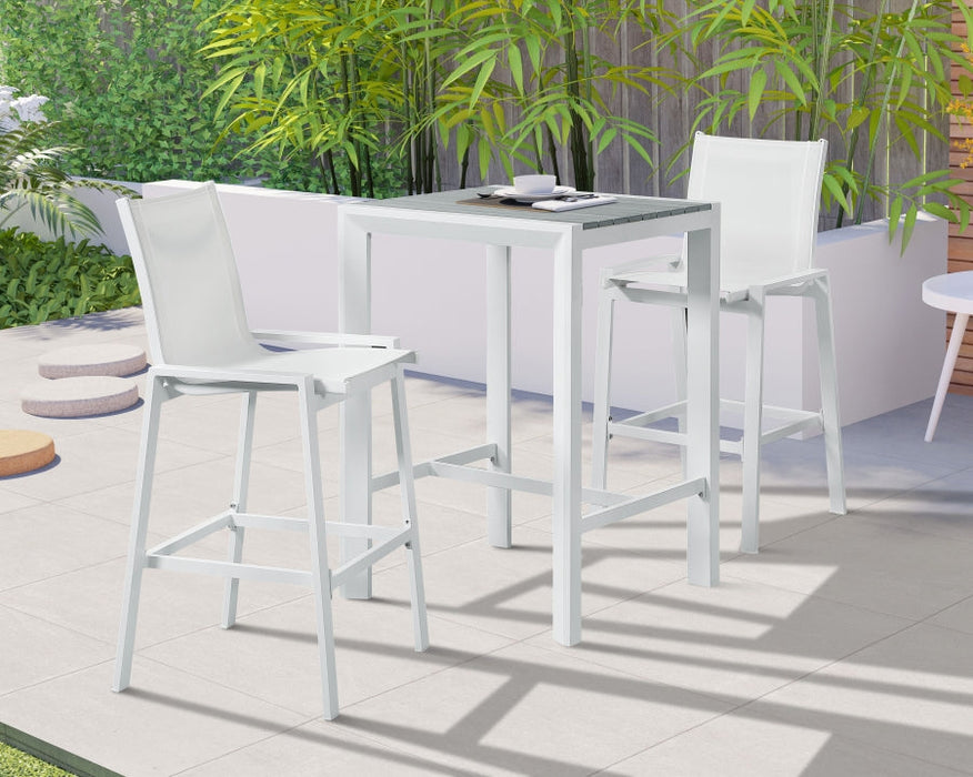 [HOT DEAL] Nizuc Mesh / Aluminum White Outdoor Patio Aluminum Mesh Barstool (Set of 2)