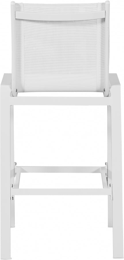 [HOT DEAL] Nizuc Mesh / Aluminum White Outdoor Patio Aluminum Mesh Barstool (Set of 2)