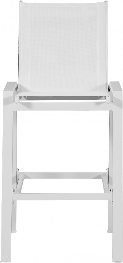 [HOT DEAL] Nizuc Mesh / Aluminum White Outdoor Patio Aluminum Mesh Barstool (Set of 2)