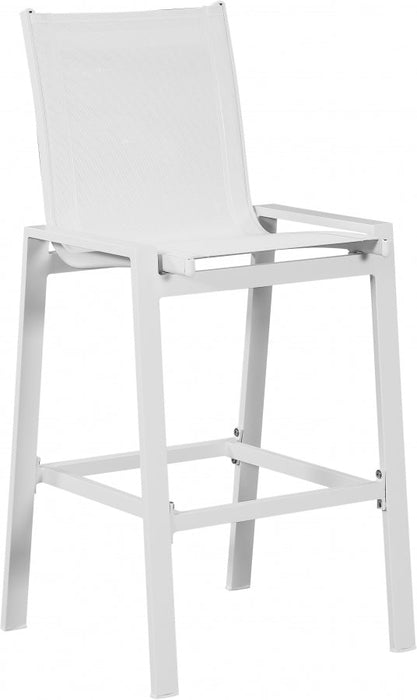 [HOT DEAL] Nizuc Mesh / Aluminum White Outdoor Patio Aluminum Mesh Barstool (Set of 2)