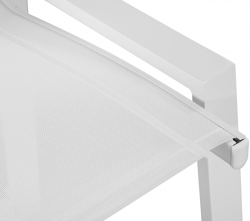[HOT DEAL] Nizuc Mesh / Aluminum White Outdoor Patio Aluminum Mesh Barstool (Set of 2)