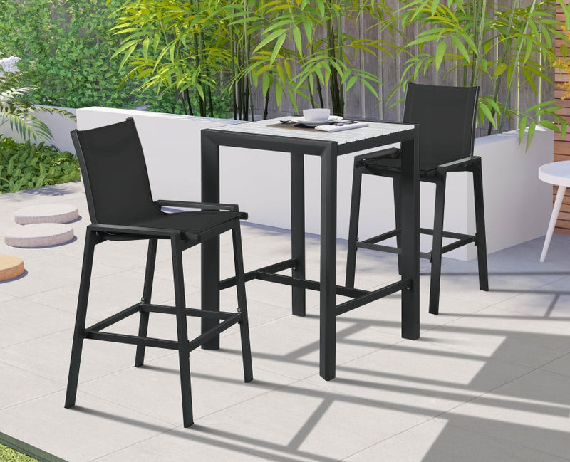 [HOT DEAL] Nizuc Mesh / Aluminum Black Outdoor Patio Aluminum Mesh Barstool (Set of 2)