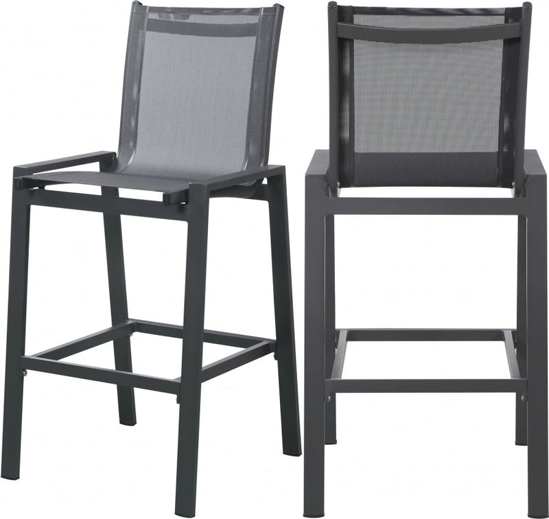 [HOT DEAL] Nizuc Mesh / Aluminum Black Outdoor Patio Aluminum Mesh Barstool (Set of 2)