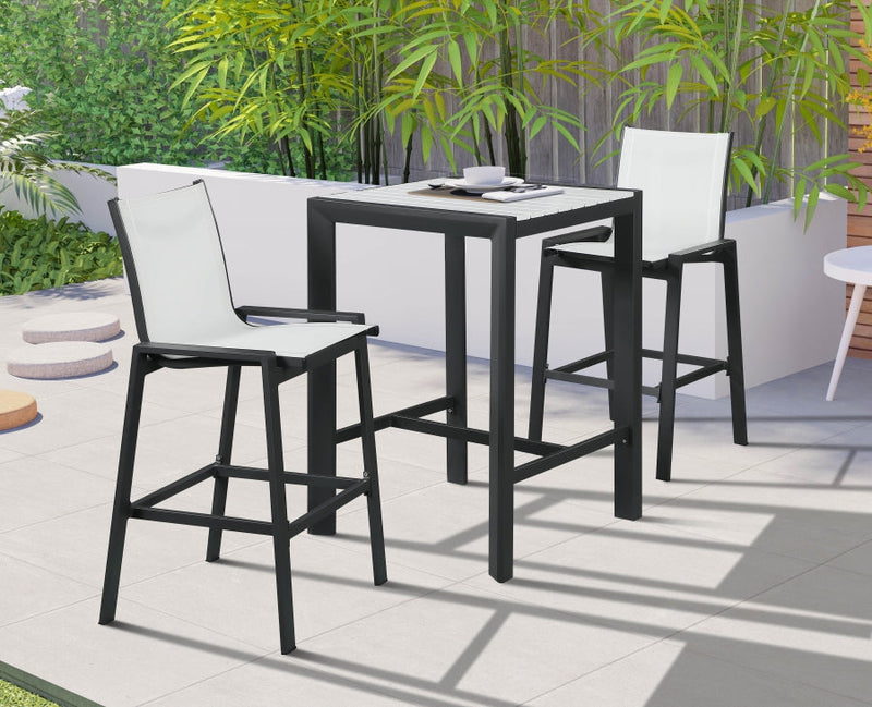 [HOT DEAL] Nizuc Mesh / Aluminum White Outdoor Patio Aluminum Mesh Barstool (Set of 2)