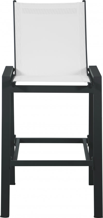 [HOT DEAL] Nizuc Mesh / Aluminum White Outdoor Patio Aluminum Mesh Barstool (Set of 2)