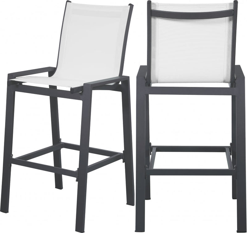 [HOT DEAL] Nizuc Mesh / Aluminum White Outdoor Patio Aluminum Mesh Barstool (Set of 2)