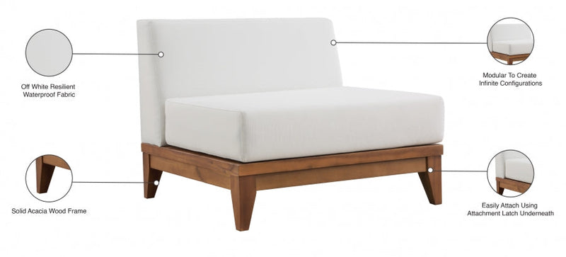 [HOT DEAL] Rio Acacia Wood / Quick Dry Foam Off Outdoor Patio Modular Armless Chair