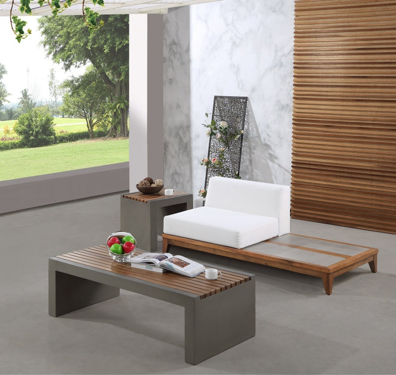 [HOT DEAL] Rio Acacia Wood / Concrete / Quick Dry Foam Off Outdoor Patio Modular Chair w/ Integrated Table
