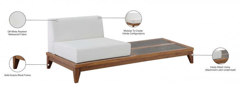 [HOT DEAL] Rio Acacia Wood / Concrete / Quick Dry Foam Off Outdoor Patio Modular Chair w/ Integrated Table