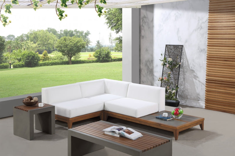 [HOT DEAL] Rio Acacia Wood / Concrete / Quick Dry Foam Off Outdoor Patio Modular Sectional