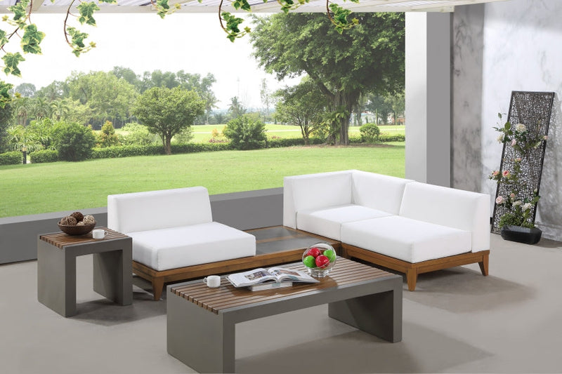 [HOT DEAL] Rio Acacia Wood / Concrete / Quick Dry Foam Off Outdoor Patio Modular Sectional