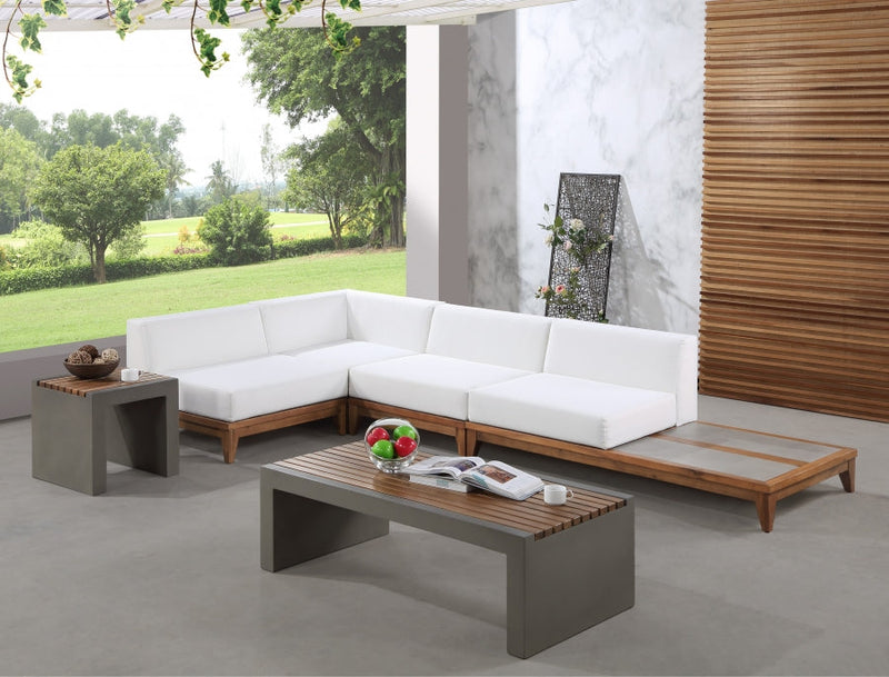 [HOT DEAL] Rio Acacia Wood / Concrete / Quick Dry Foam Off Outdoor Patio Modular Sectional