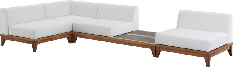 [HOT DEAL] Rio Acacia Wood / Concrete / Quick Dry Foam Off Outdoor Patio Modular Sectional