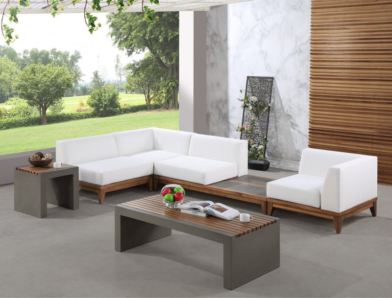 [HOT DEAL] Rio Acacia Wood / Concrete / Quick Dry Foam Off Outdoor Patio Modular Sectional