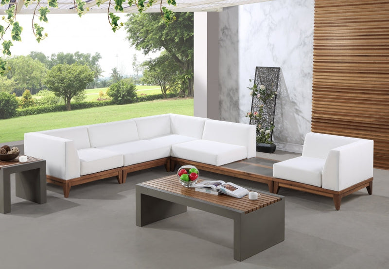[HOT DEAL] Rio Acacia Wood / Concrete / Quick Dry Foam Off Outdoor Patio Modular Sectional