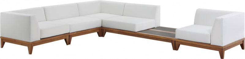 [HOT DEAL] Rio Acacia Wood / Concrete / Quick Dry Foam Off Outdoor Patio Modular Sectional