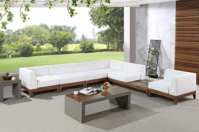 [HOT DEAL] Rio Acacia Wood / Concrete / Quick Dry Foam Off Outdoor Patio Modular Sectional