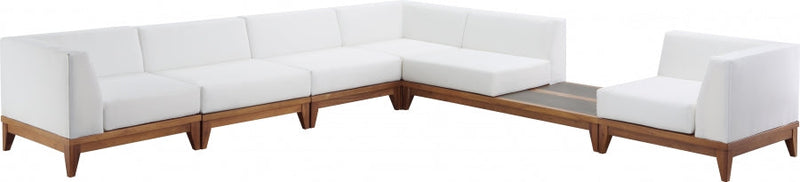 [HOT DEAL] Rio Acacia Wood / Concrete / Quick Dry Foam Off Outdoor Patio Modular Sectional