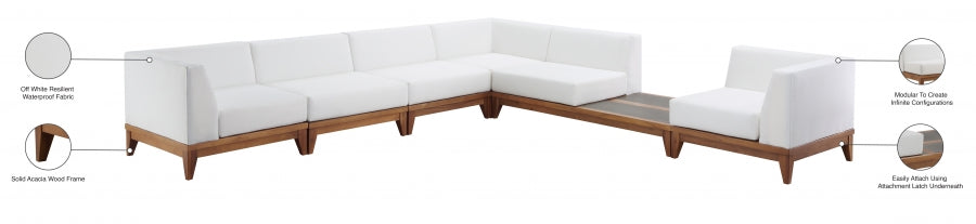 [HOT DEAL] Rio Acacia Wood / Concrete / Quick Dry Foam Off Outdoor Patio Modular Sectional