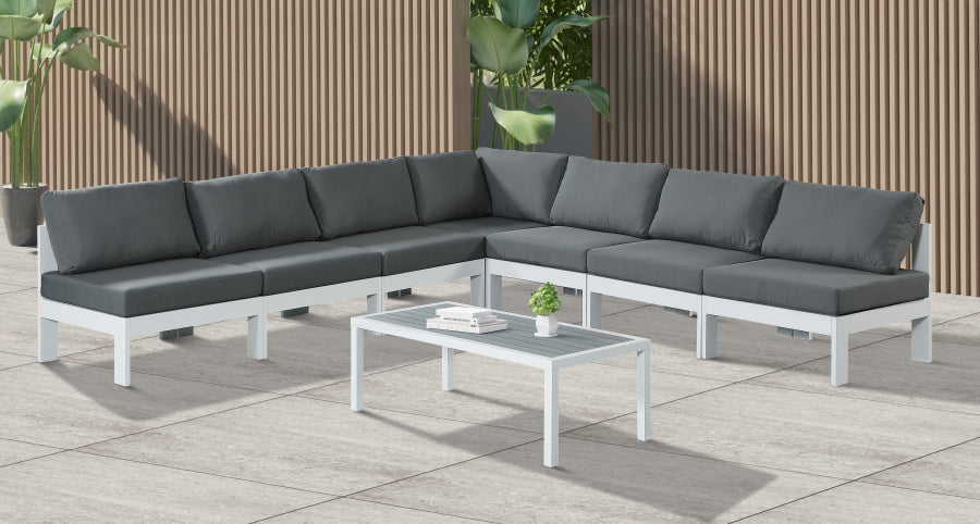 [HOT DEAL] Nizuc Fabric / Foam / Aluminum Grey Outdoor Patio Modular Sectional