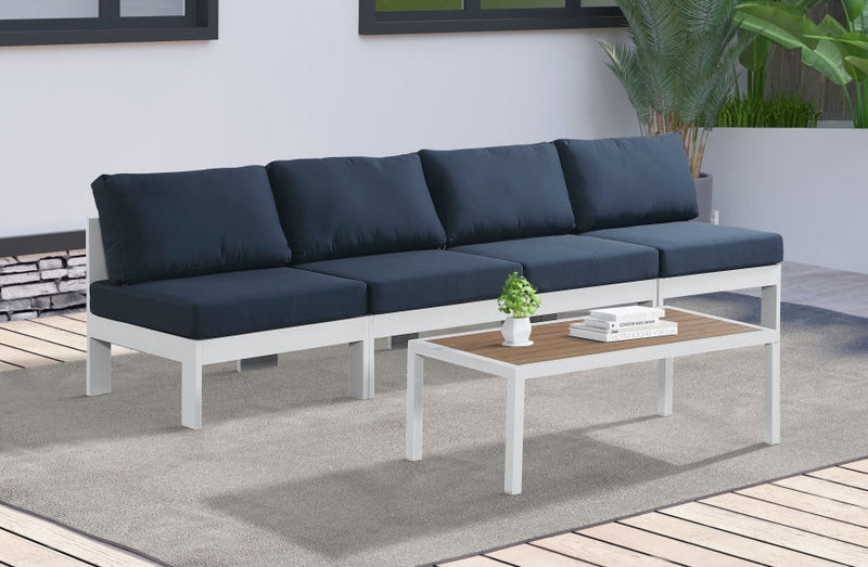 [HOT DEAL] Nizuc Fabric / Foam / Aluminum Navy Outdoor Patio Modular Sofa