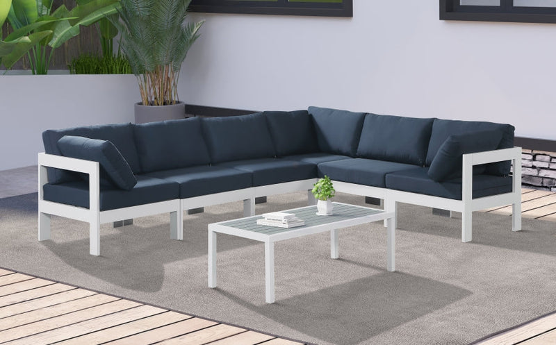 [HOT DEAL] Nizuc Fabric / Foam / Aluminum Navy Outdoor Patio Modular Sectional