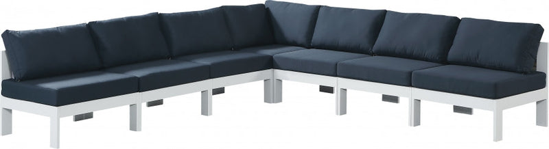 [HOT DEAL] Nizuc Fabric / Foam / Aluminum Navy Outdoor Patio Modular Sectional