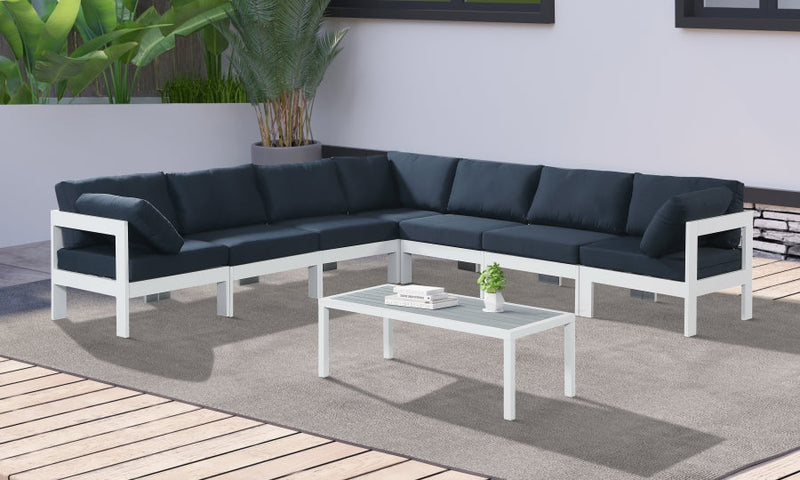 [HOT DEAL] Nizuc Fabric / Foam / Aluminum Navy Outdoor Patio Modular Sectional