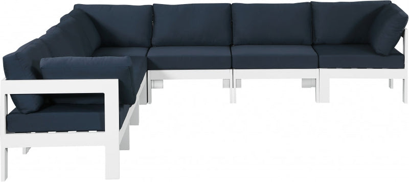 [HOT DEAL] Nizuc Fabric / Foam / Aluminum Navy Outdoor Patio Modular Sectional