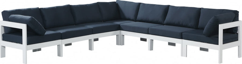 [HOT DEAL] Nizuc Fabric / Foam / Aluminum Navy Outdoor Patio Modular Sectional