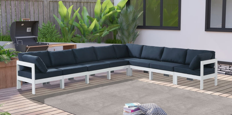 [HOT DEAL] Nizuc Fabric / Foam / Aluminum Navy Outdoor Patio Modular Sectional