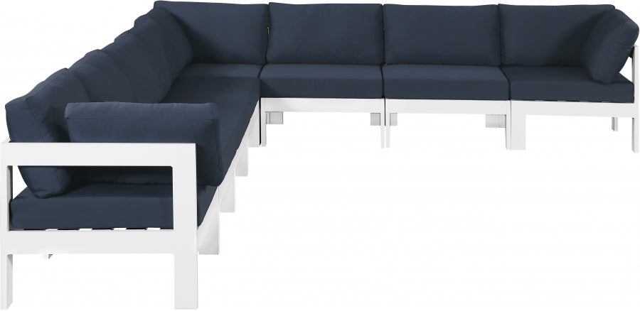 [HOT DEAL] Nizuc Fabric / Foam / Aluminum Navy Outdoor Patio Modular Sectional