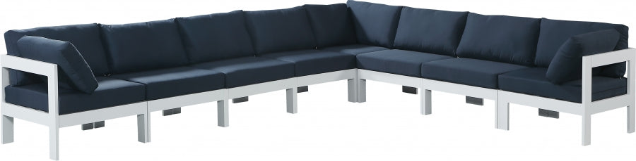 [HOT DEAL] Nizuc Fabric / Foam / Aluminum Navy Outdoor Patio Modular Sectional