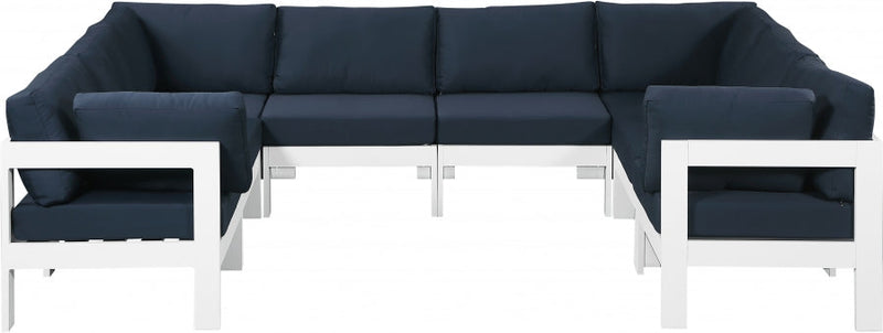 [HOT DEAL] Nizuc Fabric / Foam / Aluminum Navy Outdoor Patio Modular Sectional