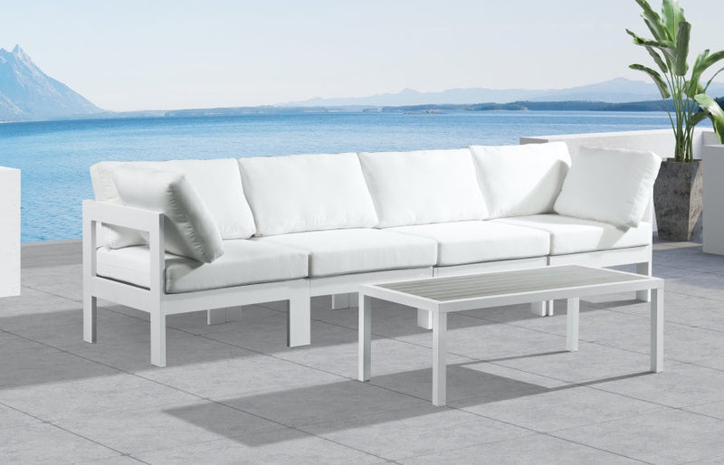 [HOT DEAL] Nizuc Fabric / Foam / Aluminum White Outdoor Patio Modular Sofa