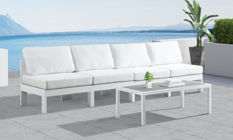 [HOT DEAL] Nizuc Fabric / Foam / Aluminum White Outdoor Patio Modular Sofa