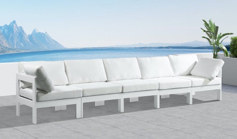 [HOT DEAL] Nizuc Fabric / Foam / Aluminum White Outdoor Patio Modular Sofa