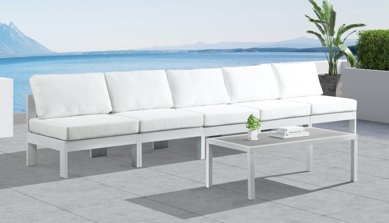 [HOT DEAL] Nizuc Fabric / Foam / Aluminum White Outdoor Patio Modular Sofa